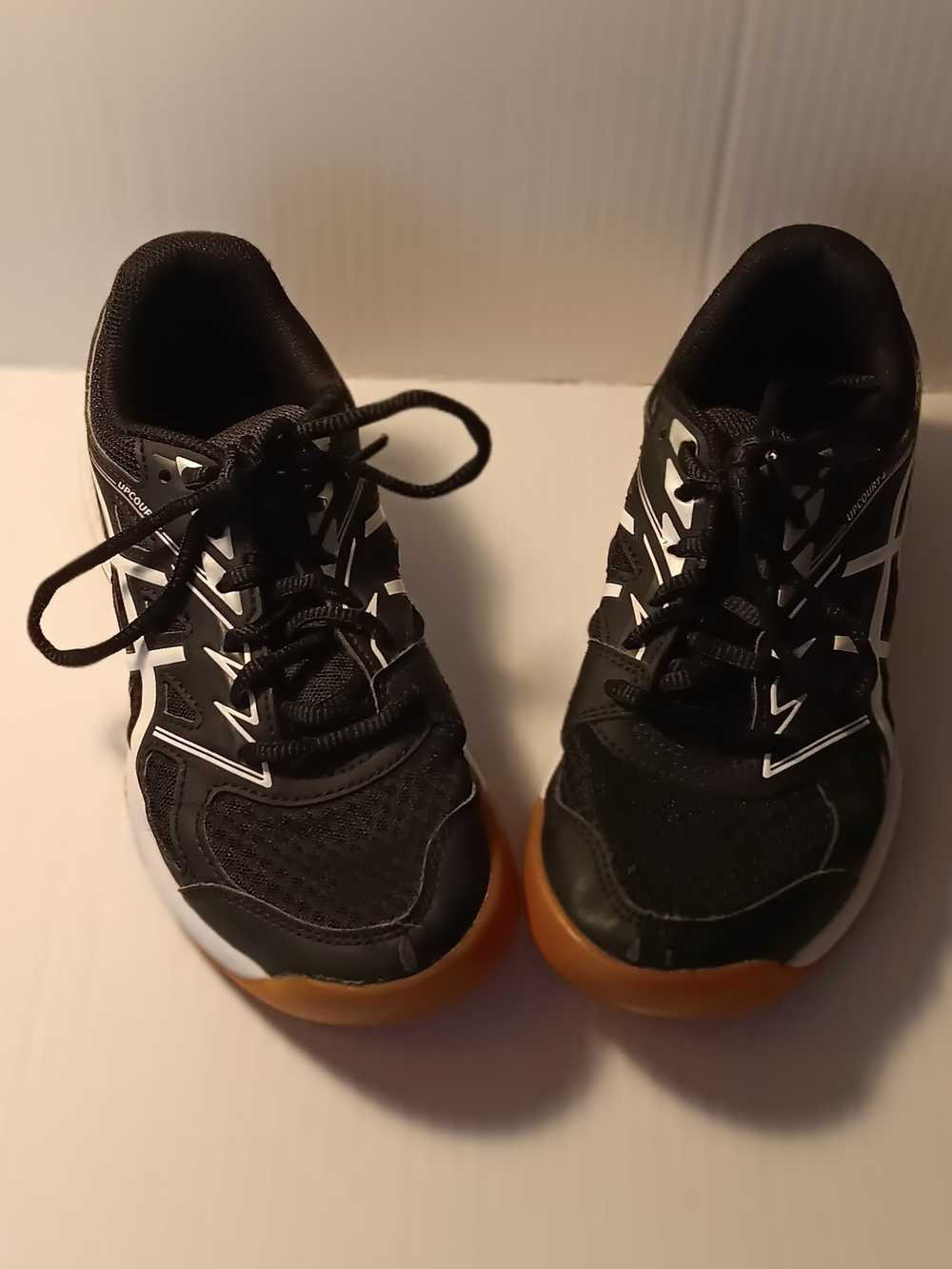 Asics Black White Athletic Shoes with Gum Soles